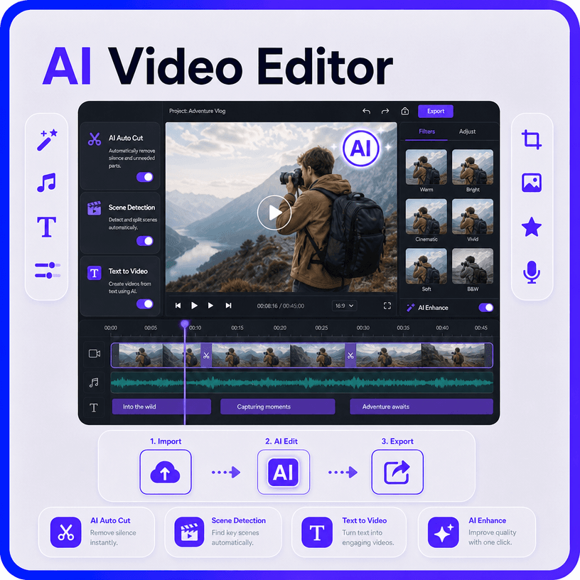 AI Video Editor Online – Edit and Enhance Videos with AI AI Video Editor Online – Edit and Enhance Videos with AI